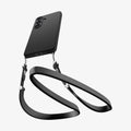ACS11054 - Galaxy S26 Liquid Air in Matte Black showing the back with lanyard