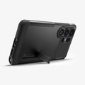 ACS10692 - Galaxy S26 Ultra Slim Armor (Mag Fit) in Black showing bottom of case with kickstand out