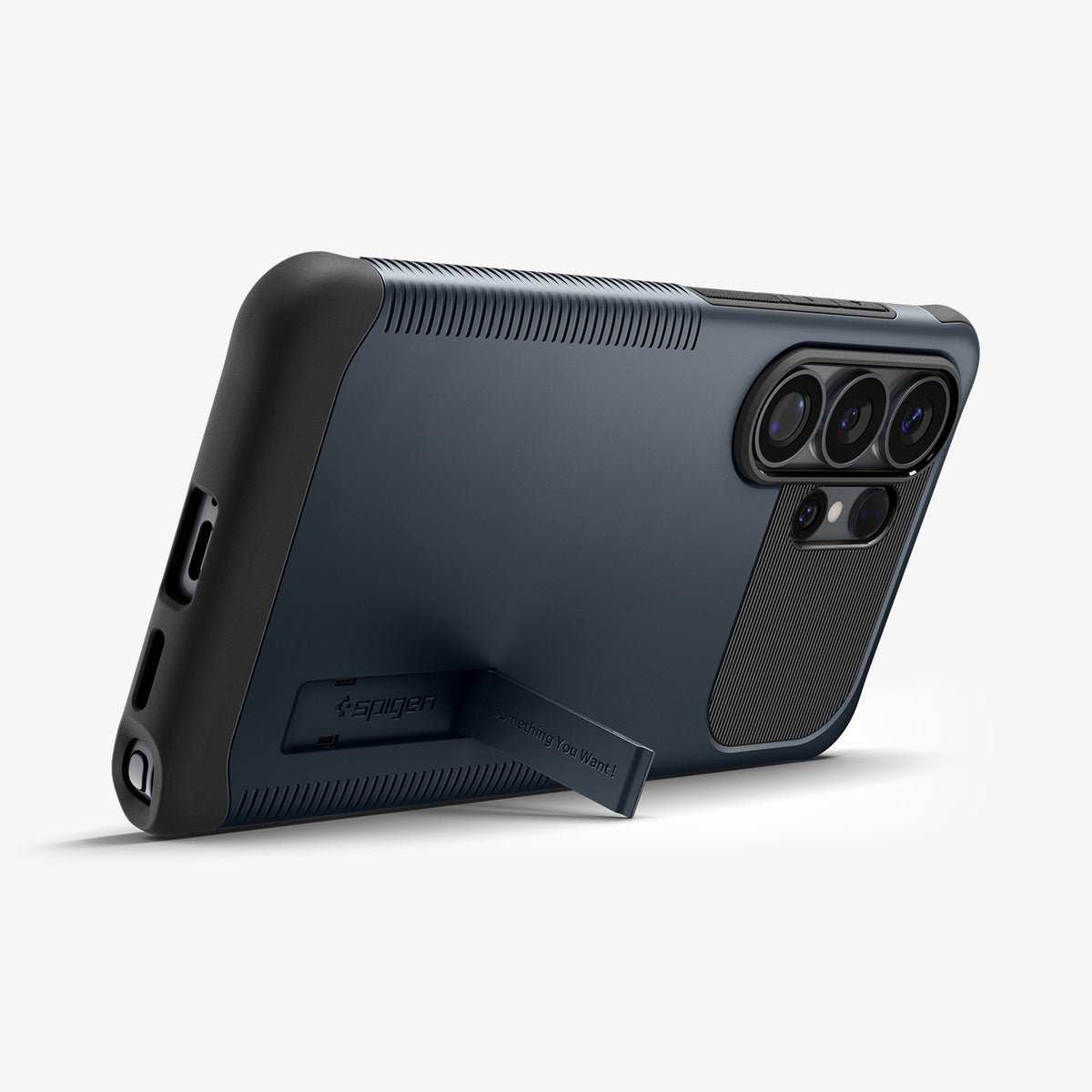 ACS10691 - Galaxy S26 Ultra Slim Armor (Mag Fit) in Metal Slate showing bottom of case with kickstand out