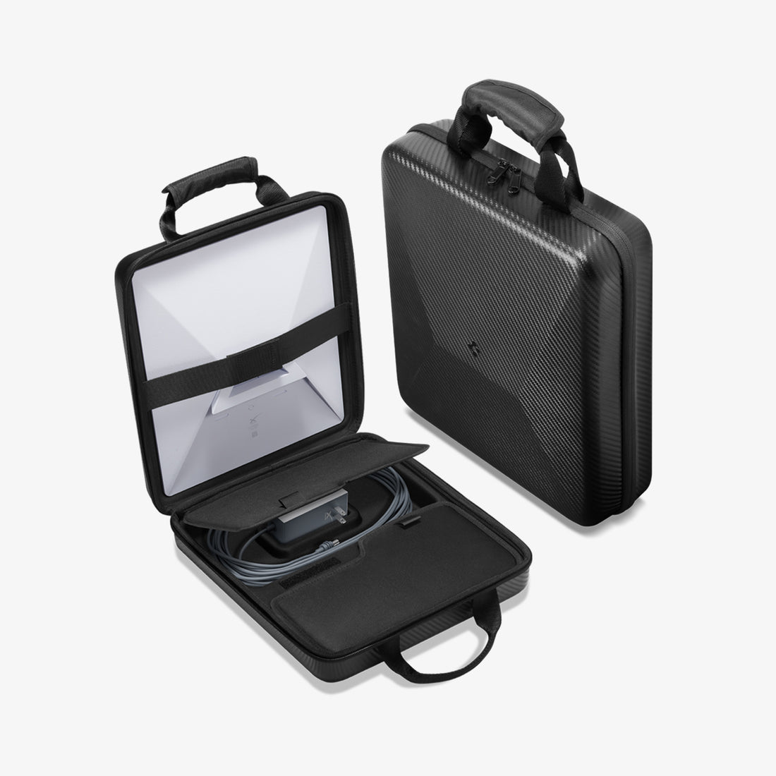 AFA09372 - Starlink Mini Carrying Case in black showing the front, side and inside