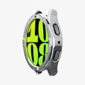 ACS08343 - New Galaxy Watch Bezel Tune Pro in Silver showing the partial front and side of an apple watch head without a strap