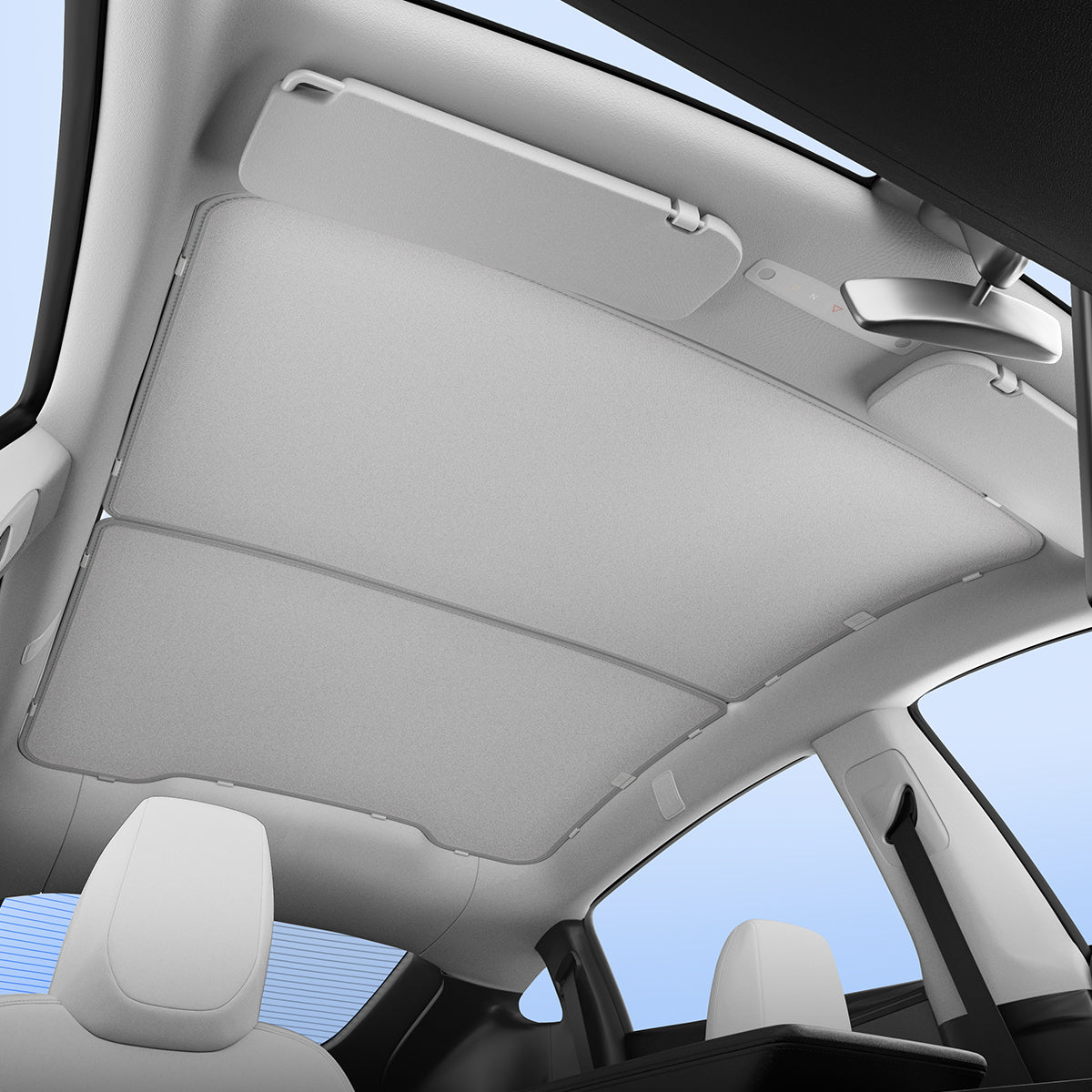 ACP09568 - Model Y (2025) CryoShade Sunroof in Gray showing the inner of the tesla
