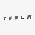 ACP08550 - Tesla Model 3 Highland Rear Emblem Logo Cover TO322H in Carbon showing the front, partial side of the tesla logo with cover