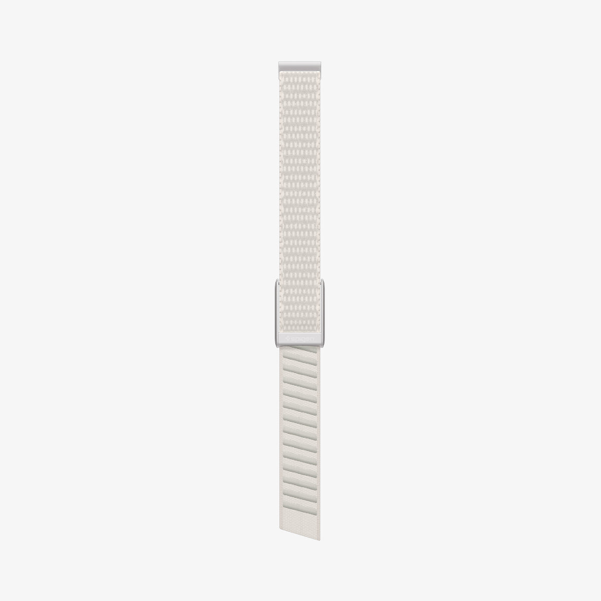 AMP10188 - WHOOP 5.0 fabric band starlight full length view showing adjustable strap design with woven exterior ribbed inner padding and Spigen metal clasp for secure fit