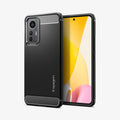 ACS04556 - Xiaomi 12 Lite Rugged Armor Case in Matte Black showing the back and front side by side
