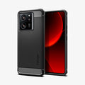 ACS07502 - Xiaomi 13T Pro Rugged Armor Case in Matte Black showing the back and front side by side