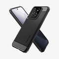 ACS07422 - Xiaomi 14 Case Rugged Armor in Matte Black showing the back, partial side of the case, beside it, showing inner case and partial side