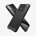 ACS08858 - Xiaomi 14T Pro Case Rugged Armor in Matte Black showing the back, partial side. Behind it, showing partial front and side