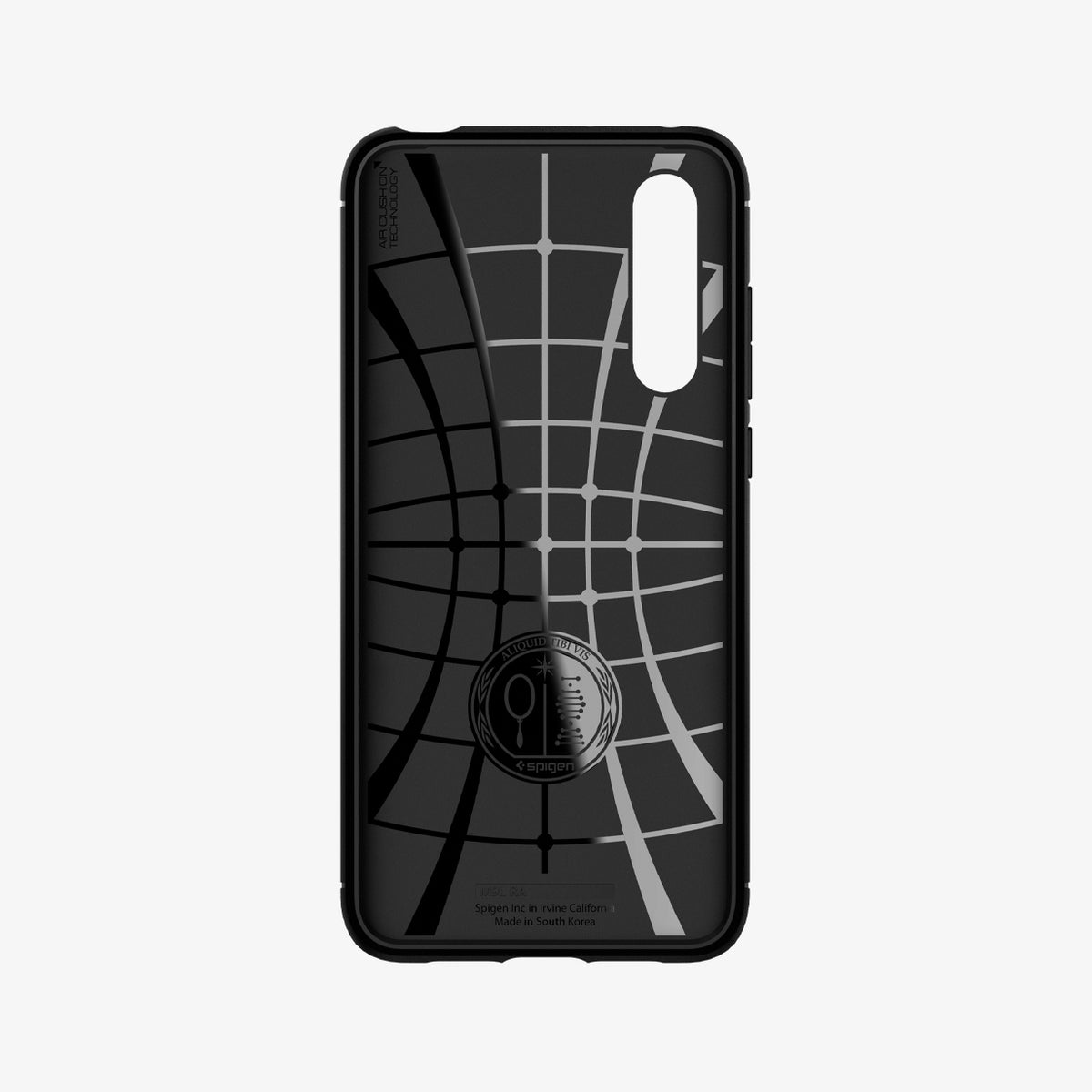 S52CS26400  - Xiaomi Mi 9 Lite Case Rugged Armor in  Matte Black showing the inner case with spider web pattern