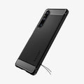 ACS06204 - Sony Xperia 1V Case Rugged Armor in matte black showing the back and side