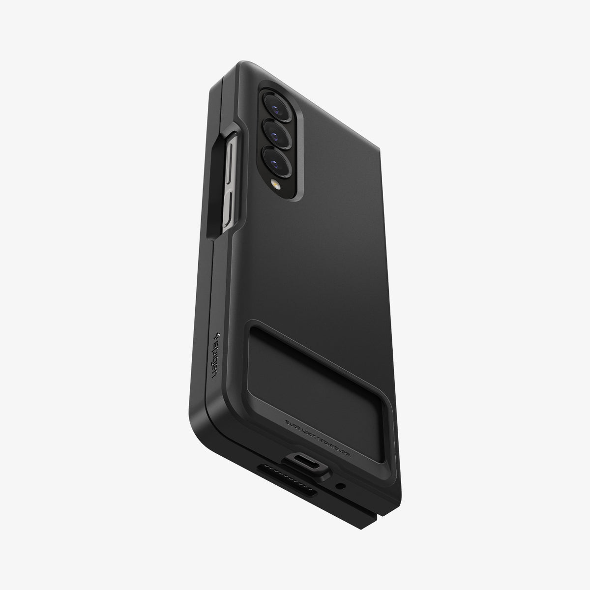 ACS05108 - Galaxy Z Fold 4 Series Slim Armor Slot Case in Black showing the back and partial side of a folded device with card slot