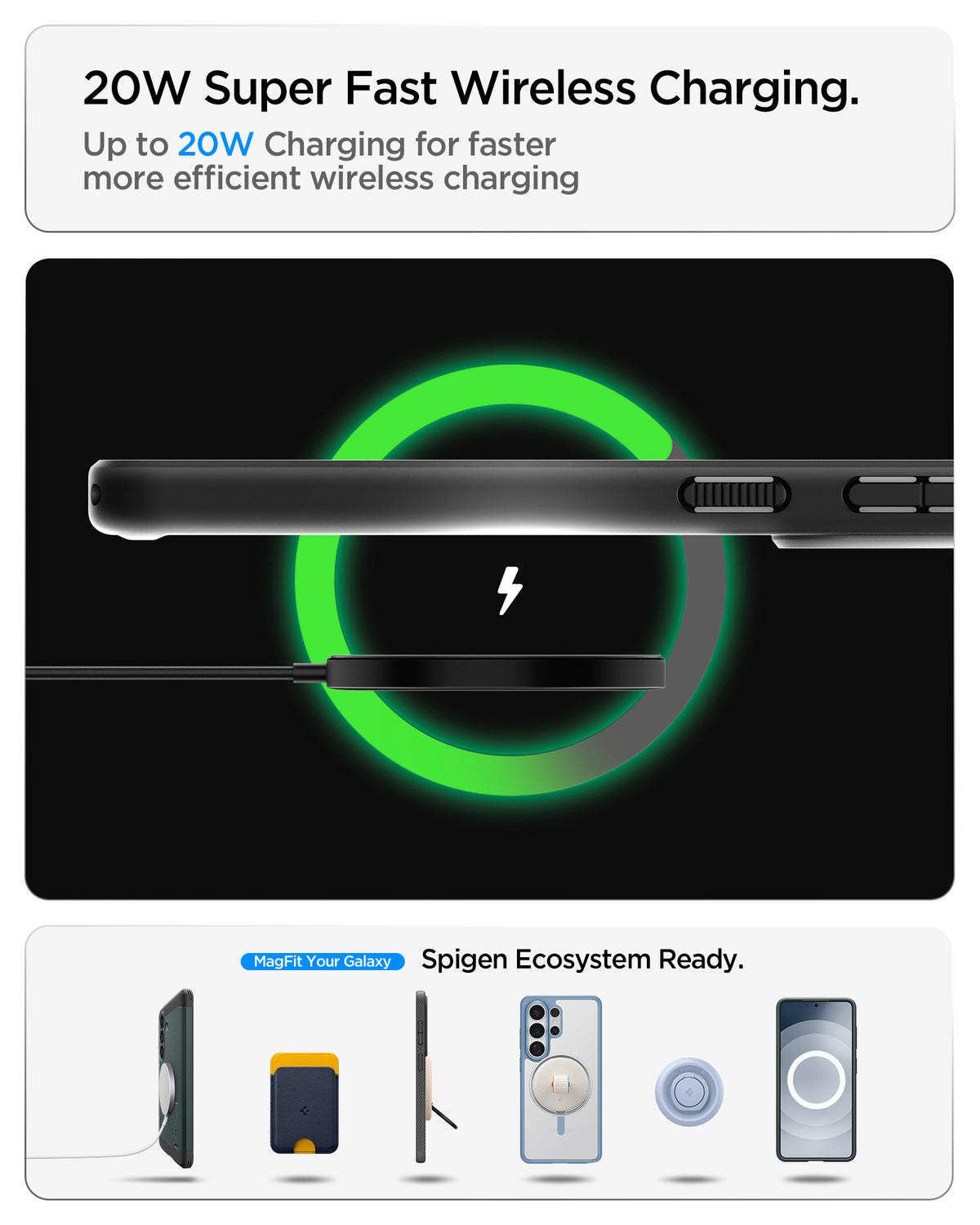 ACS11164 - Showing the 20W Super Fast Wireless charging. Up to 20W charging for faster more efficient wireless charging
