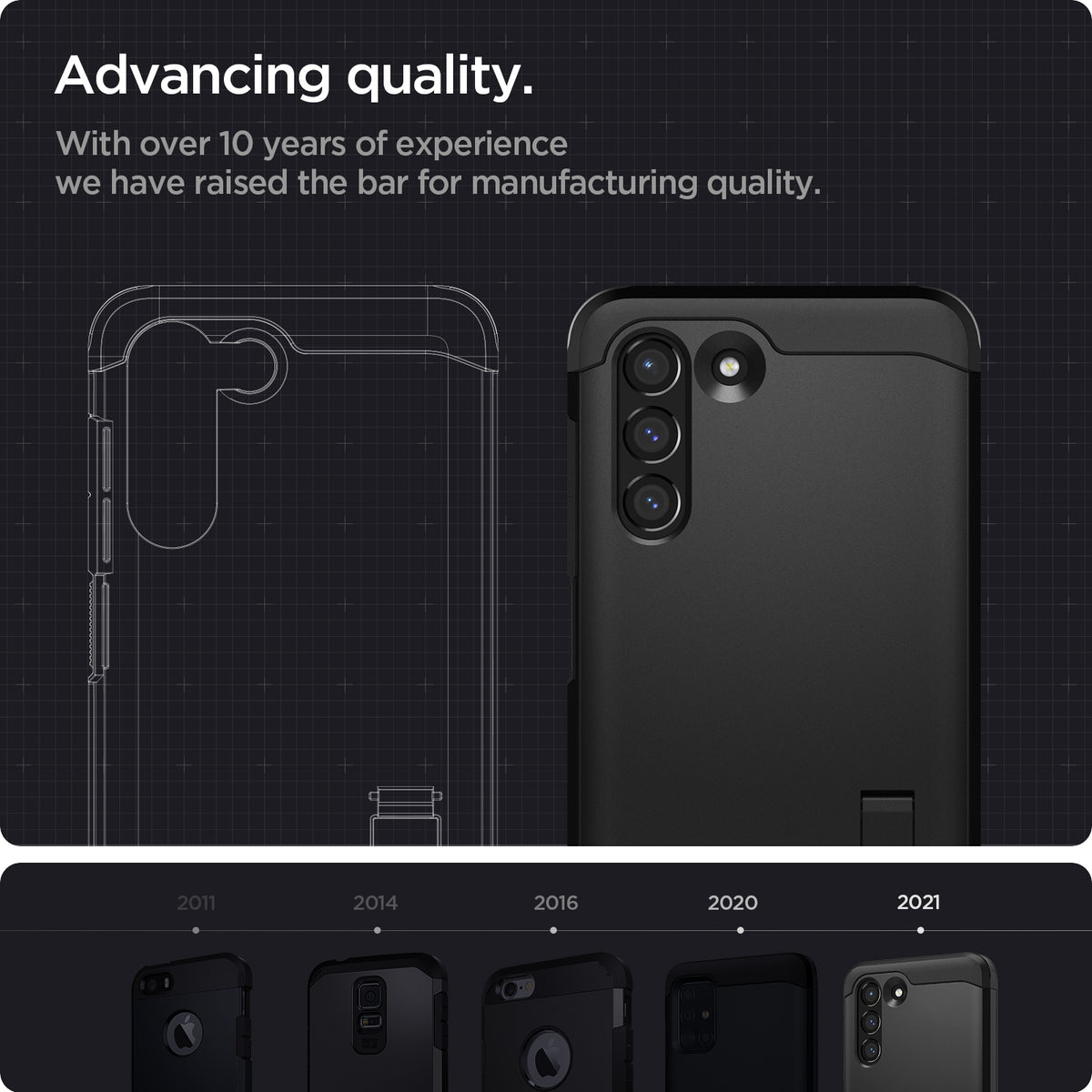 ACS03059 - Galaxy S21 FE Tough Armor Case in black advancing quality. With over 10 years of experience we have raised the bar for manufacturing quality.