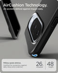 ACS09699 - Pixel 10, Pixel 10 Pro Thin Fit (MagFit) in black showing aircushion technology. air pockets defend against impact daily.