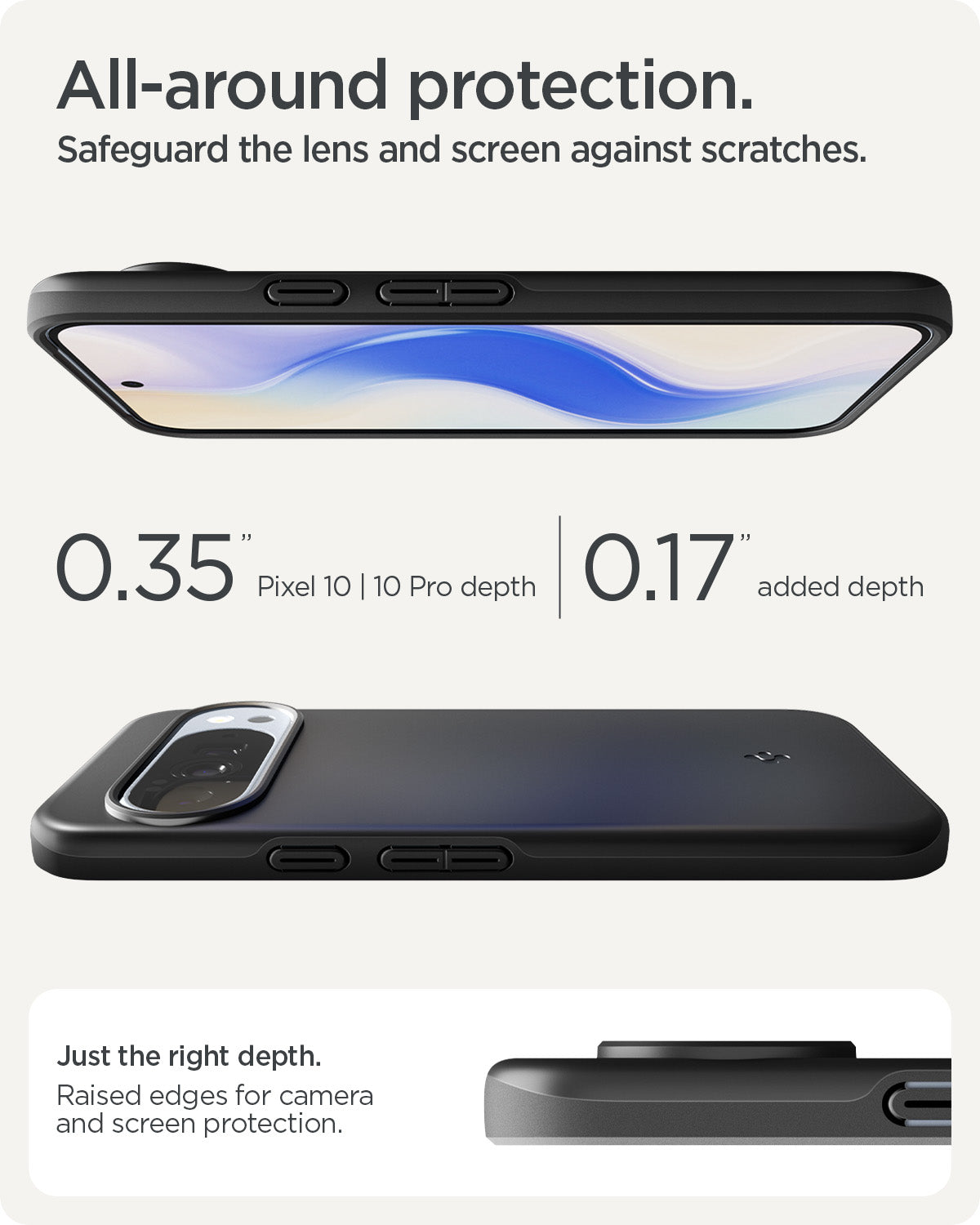 ACS09722 - Pixel 10 Pro XL Thin Fit (MagFit) in black  showing all around protection. safeguard the lens and screen against scratches.