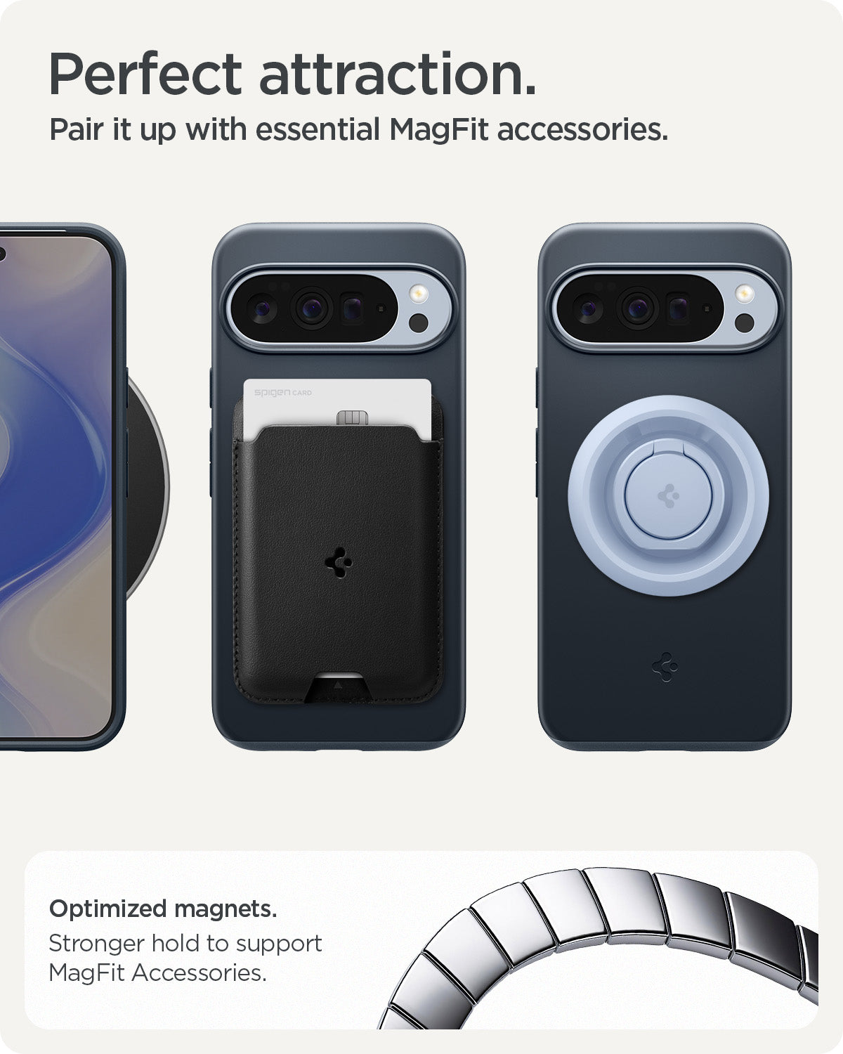 ACS09723 - Pixel 10 Pro XL Thin Fit (MagFit) in Metal Slate showing perfect attaction. pair it up with essential magfit accessories.