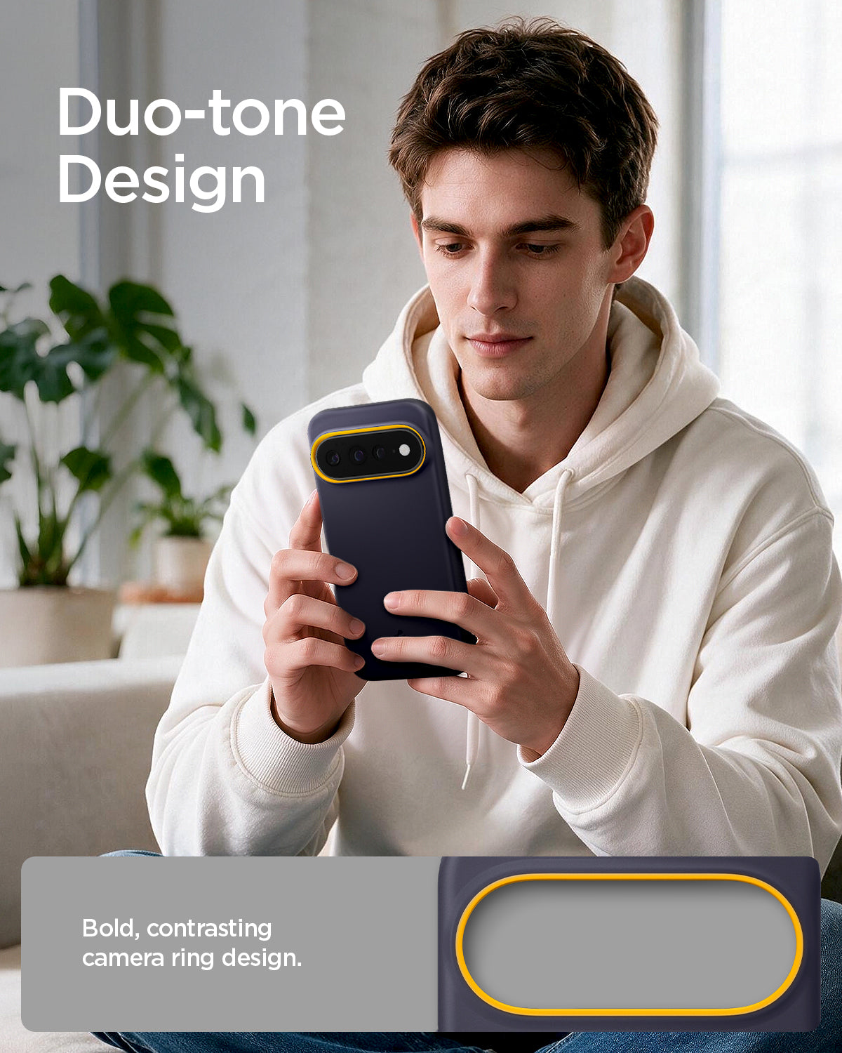 ACS11454 - Pixel 11 Pro XL Nano Pop (Mag Fit) Blueberry Navy person holding the Nano Pop MagFit case featuring a contrasting camera surround and smooth exterior finish.