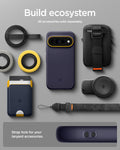 ACS11454 - Pixel 11 Pro XL Nano Pop (Mag Fit) Blueberry Navy case shown with compatible magnetic accessories including a wallet, charger, ring grip, pouch, and lanyard.