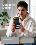 ACS11434 - Pixel 11 Pro  Nano Pop (Mag Fit) Blueberry Navy person holding the Nano Pop MagFit case featuring a contrasting camera surround and smooth exterior finish.