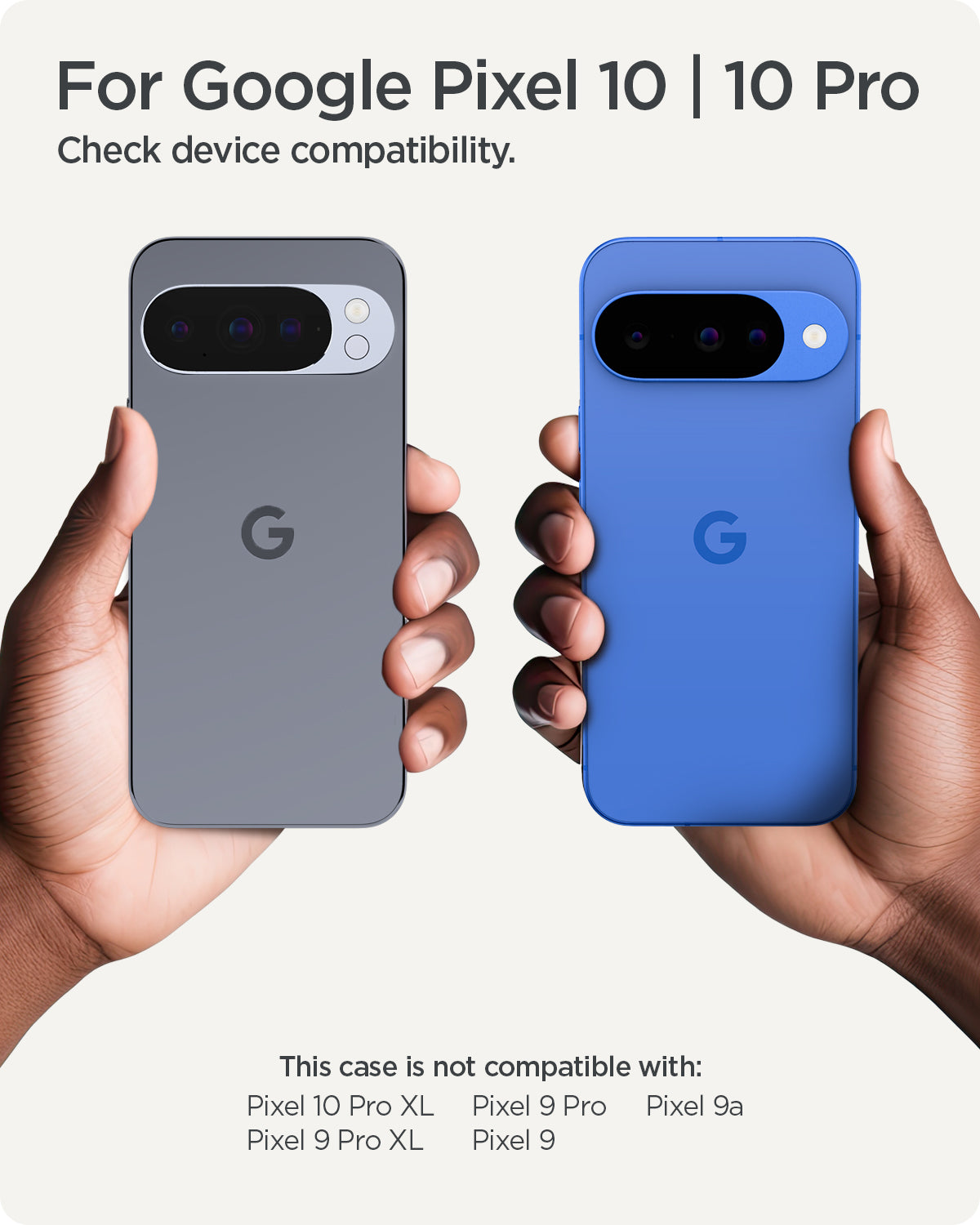 ACS09695 - Pixel 10 Pro Case Liquid Air (MagFit) in matte black showing the compatibility. Only compatible with Pixel 10 / 10 Pro