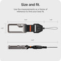 ASD05861 - AirPods Pro 2 Lanyard Carabiner in black showing the size and fit, use the measurements as a frame of reference to find your best fit, size: L(4.25