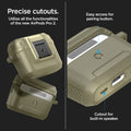 ACS05911 - Apple AirPods Pro 2 Case Lock Fit in vintage khaki showing precise cutouts. Utilize all functionalities of the new AirPods Pro 2. Easy access for pairing button. Cutout for built-in speaker
