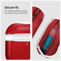 ACS08646 - AirPods 4 Pro / AirPods 4 Classic C1 in Ruby showing the secure fit. Pre-applied adhesive grips the case top for a firm hold