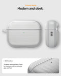 ACS11144 - AirPods Pro 3 Classic Fit case showing modern textured fabric design with front and side views highlighting optimal grip and sleek finish