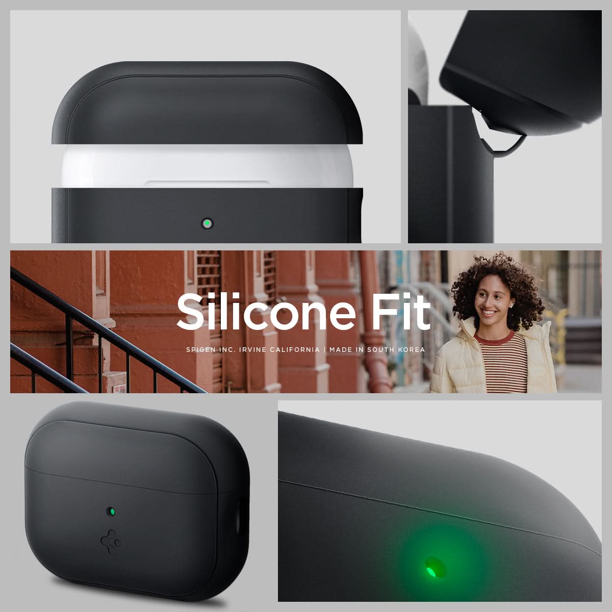 ACS05810 - Apple AirPods Pro 2 Case Silicone Fit + green strap showing the different angles