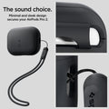 ACS05479 - Apple AirPods Pro 2 Case Silicone Fit + strap in black showing the sound choice. Minimal and sleek design secures your AirPods Pro 2