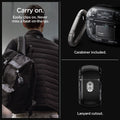 ACS05593 - AirPods Series Ultra Hybrid Zero One (MagFit) Case in zero one showing how to easily clip it on. Never miss a beat on-the-go