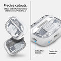 ACS07423 - AirPods Pro 2 Ultra Hybrid Zero One (MagFit) in Zero One White showing the precise cutouts. Utilize all the functionalities of the new AirPods Pro 2. It has cutout for lanyard and cutout for speakers 