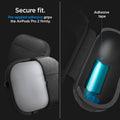 ACS05483 - Apple AirPods Pro 2 Case Urban Fit in black showing the secure fit. Pre-applied adhesive grips the Airpods Pro 2 firmly with adhesive tape inside