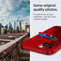 AGL04039 - iPhone 13 Mini / iPhone 13 Optik Lens Protector in red showing same original quality photos. No blemishes or flash reflection. Just the same original quality.