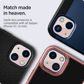 AGL04036 - iPhone 13 Mini / iPhone 13 Optik Lens Protector in pink showing match made in heaven. Optik lens protectors is compatible with all spigen iPhone 13 and 13 mini max cases.