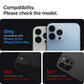 AGL04033 - iPhone 13 Pro Max / iPhone 13 Pro Optik Lens Protector in silver showing compatibility. Please check the model. Only compatible with iPhone 13 pro and iPhone 13 pro max. Not compatible with iPhone 13, 13 mini. Not compatible with iPhone 12 pro 