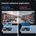 AGL04032 - iPhone 13 Pro Max / iPhone 13 Pro Optik Lens Protector in sierra blue showing smarter adhesive application. Spigen design partial adhesive. No blemish over time. Other's design full adhesive over time.
