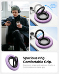 AMP09030 - MagSafe Phone Holder Nano Pop (MagFit) in Grape Purple showing the spacious ring (1.06in) comfortable Grip, 10,000 hinge tests passed. Ergonomic shape for a comfortable and stable grip