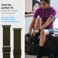 AMP02288 - Apple Watch Series (Apple Watch (49mm)/Apple Watch (45mm)/Apple Watch (42mm)) Watch Band Lite Fit in khaki adjustable length for the right fit. Find the perfect fit. Adjustable length for the right fit. Min-length : 108mm and Max-length : 180mm.