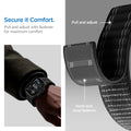 AMP10141 - Apple Watch Ultra (49mm) WBF0 in Black showing the secure it to comfort. Pull and adjust with fastener for maximum comfort