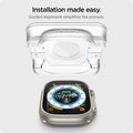 AGL05556 - Apple Watch Ultra Screen Protector EZ FIT Glas.tR showing how Installation made easy. Guided alignment simplifies the process