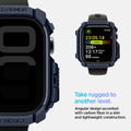 ACS08586 - Apple Watch 10 (42mm) Case Rugged Armor in Navy Blue angular design accented with carbon fiber in a slim and lightweight construction. Take rugged to another level.
