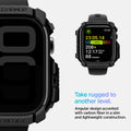 ACS08597 - Apple Watch 10 (46mm) Case Rugged Armor in Matte Black angular design accented with carbon fiber in a slim and lightweight construction. Take rugged to another level.