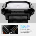 ACS08609 - Apple Watch (46mm) Case Lite Fit Pro in Matte Black showing the designed to perfection. Designed to fit flush and seamlessly around your Apple Watch