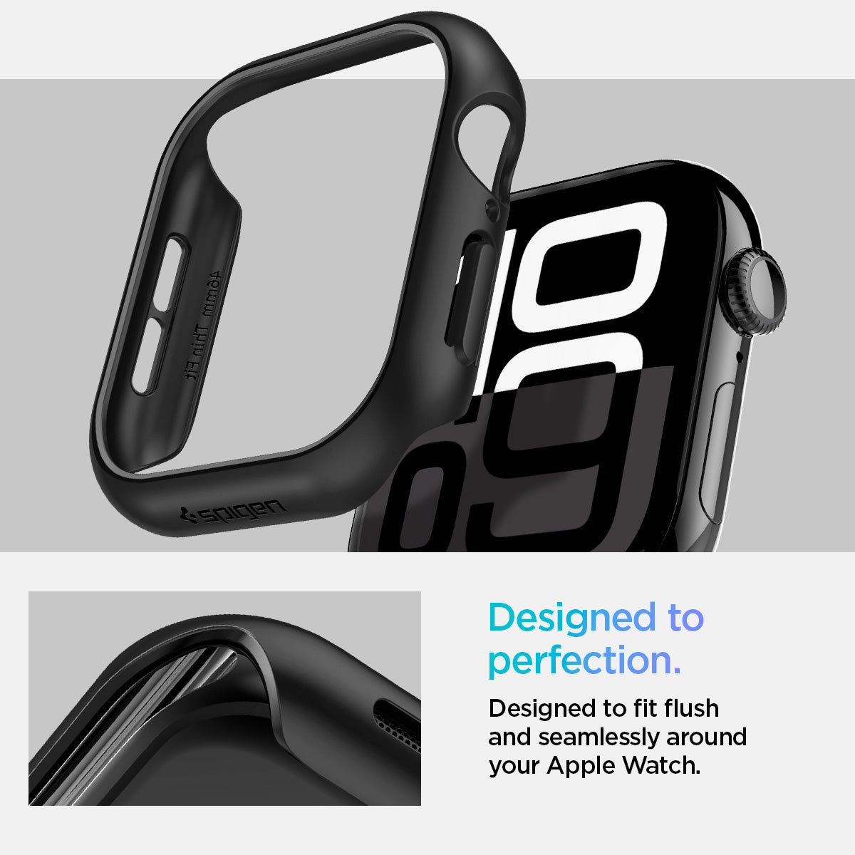 ACS08601 - Apple Watch 10 (46mm) Case Thin Fit in Black designed to fit flush and seamlessly around your apple watch. Designed to perfection.
