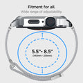 ACS04584 - Apple Watch Series (Apple Watch (45mm) Case Metal Fit Pro in silver showing the fitment for all. Wide range of adjustability 5.5