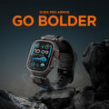 AMP09103 - Apple Watch Ultra (49mm) DuraPro Armor in Navy Blue showing clock in the top of the mountain and Go bolder.