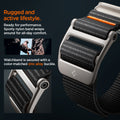 AMP05981 - Apple Watch (45mm) DuraPro Flex Ultra in Black ready for performance sporty nylon band wraps around for all day comfort. watchband is secured with a color matched zinc alloy buckle. Rugged and active life style.