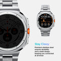AMP08823 - Watch Ultra (47mm) Modern Fit 316L Band in Silver stay classy. premium stainless steel ensures durability and a sleek design, keeping you connected at all times.