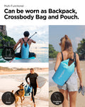 AMP06024 - AquaShield Waterproof Bag A630 in blue showing the multifunctional features of bag
